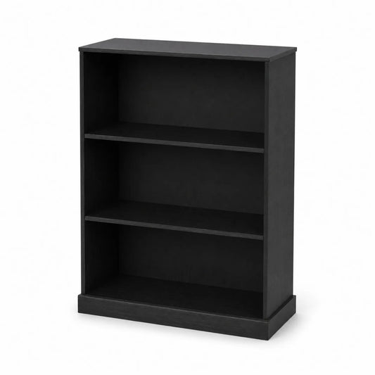 Schwarzes Bücherregal mit 3 Ebenen aus Holzfaserplatte