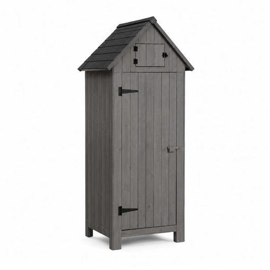 Garten Aufbewahrungsschrank Holz Grau 79x49x190 cm