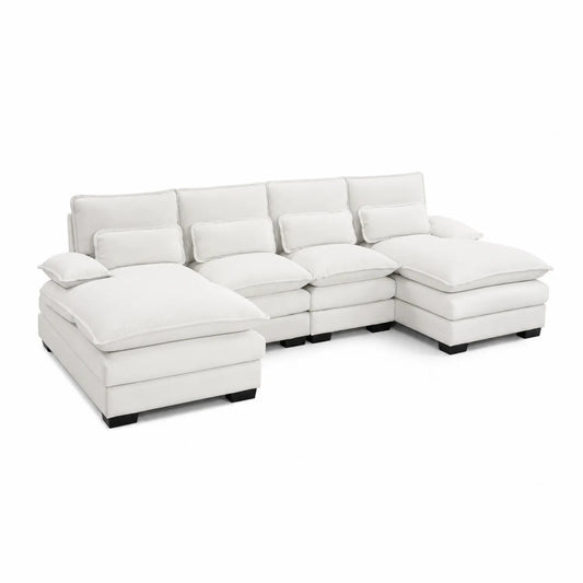 Ecksofa Set Weiß L-Form 310x155x85cm