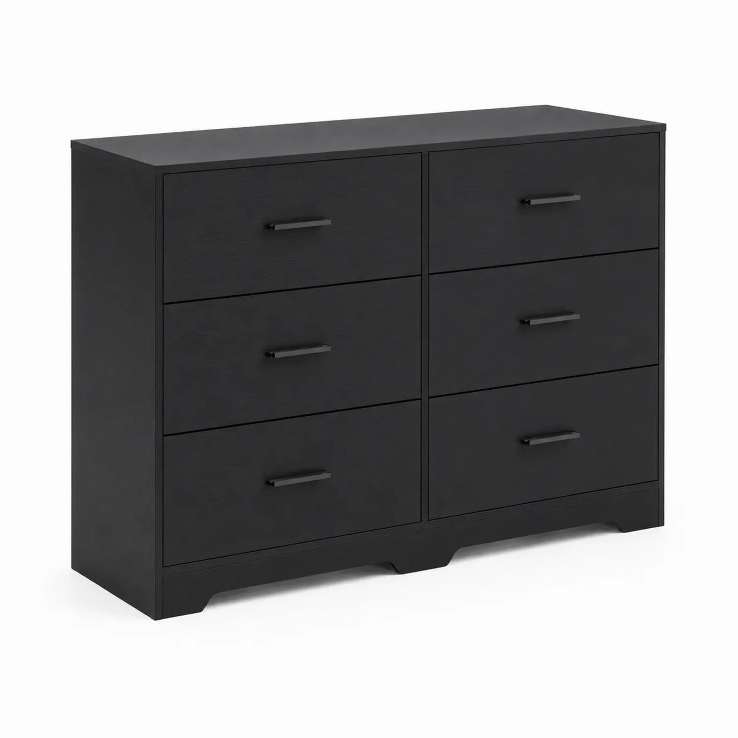 Holzkommode mit 6 Schubladen Schwarz