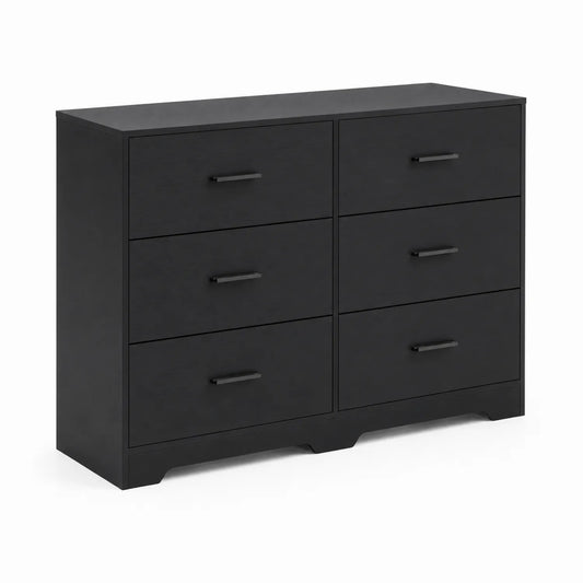 Holzkommode mit 6 Schubladen Schwarz