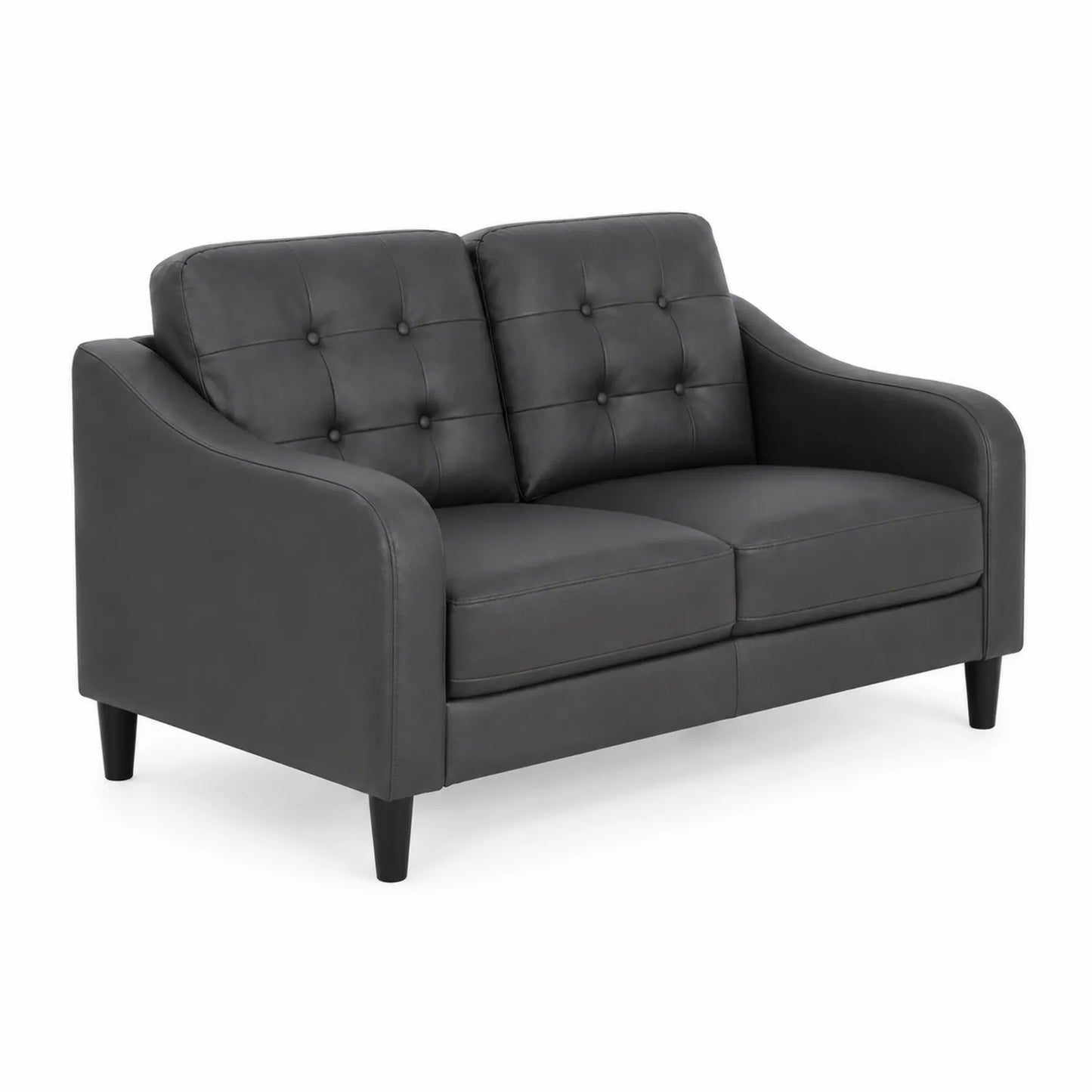 2-Sitzer Sofa Dunkelgrau Kunstleder