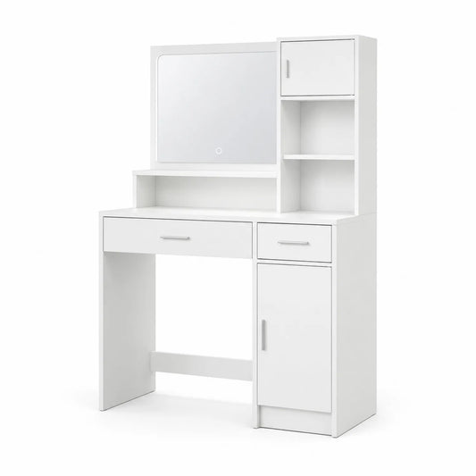 Schminktisch mit Spiegel Weiß MDF